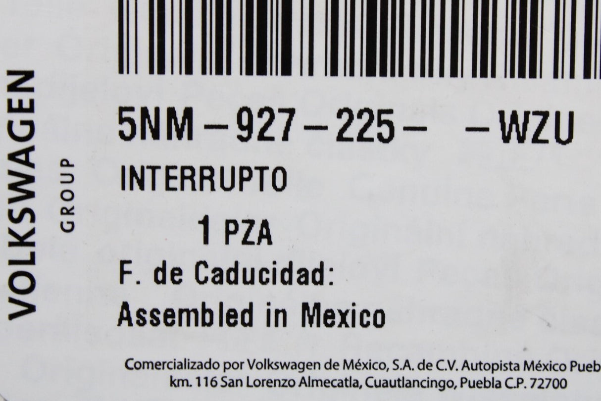 VW Tiguan Allspace 2018-On electric parking brake switch 5NM927225 WZU