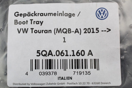 VW Touran 2016-on 7 seater boot load liner mat 5QA061160A