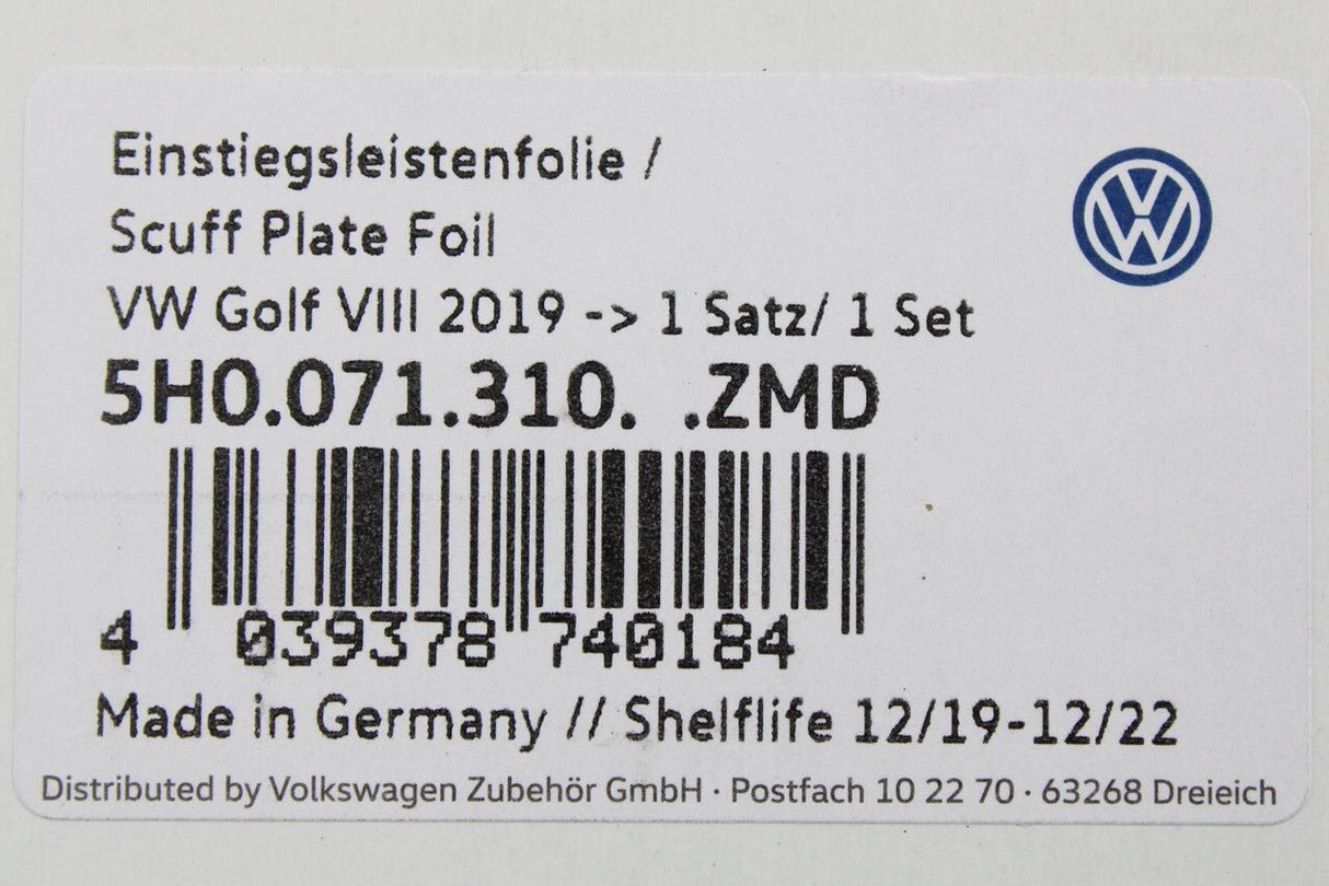 VW Golf MK8 2020-on Door sill protection kit black/silver 5H0071310 ZMD