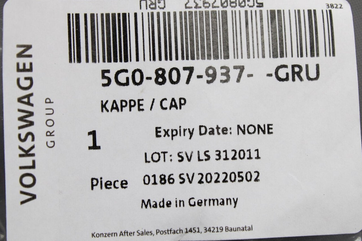 VW Golf MK7.5 2017-20 headlight washer jet cover (left) 5G0807937 GRU