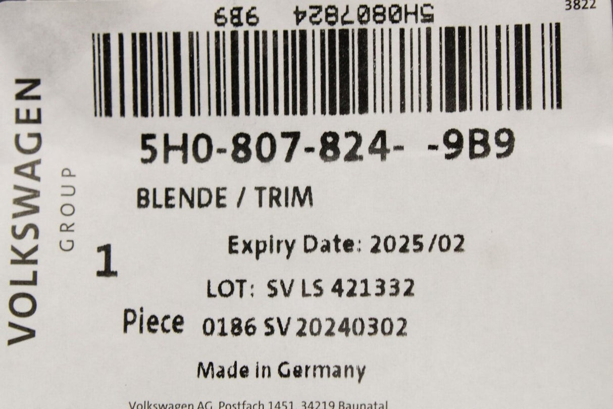 VW Golf MK8 GTI R 20-on front wheel arch deflector (right) 5H0807824 9B9