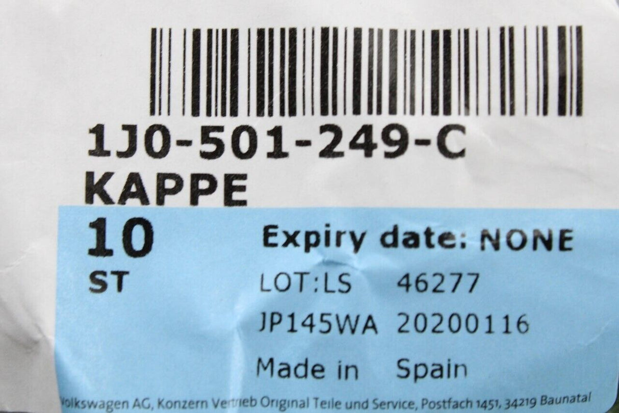 VW Audi Skoda SEAT Rear wheel bearing hub nut cover cap (x1) 1J0501249C