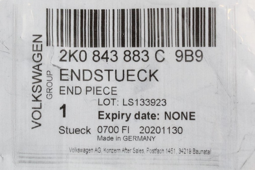 VW Caddy 2004-21 side sliding door rail end cap (left) 2K0843883C 9B9