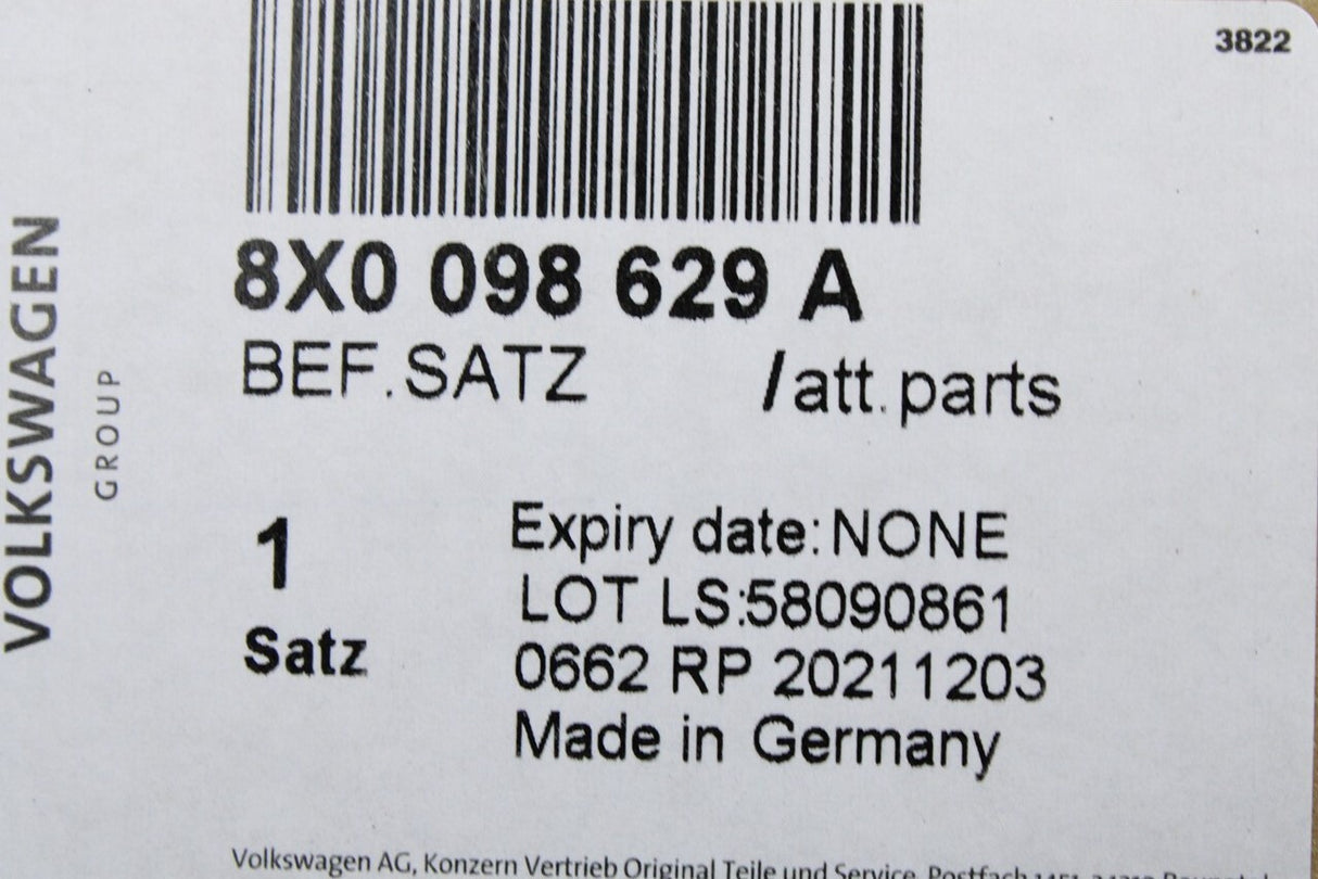 Audi A1 2015-18 front wheel arch liner attachment screw set 8X0098629A