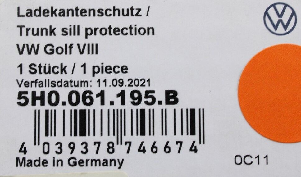 VW Golf MK8 2020- rear bumper edge protection trim carbon 5H0061195B