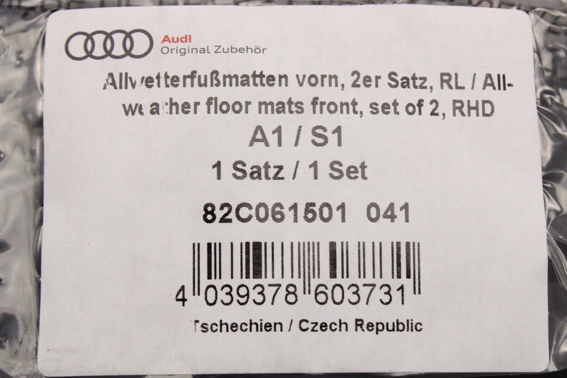 Audi A1 2019-on all weather rubber floor mats (front) 82C061501 041