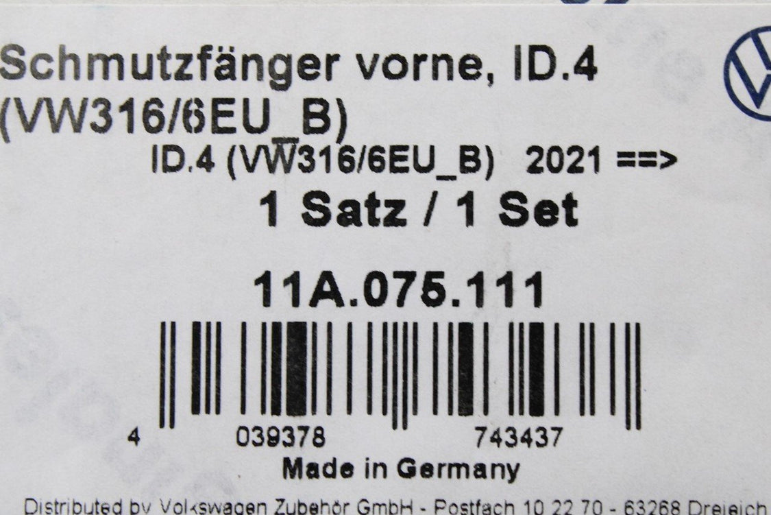 VW ID.4 ID.5 2021-on accessory mud flap set (front & rear) 11A075101/111