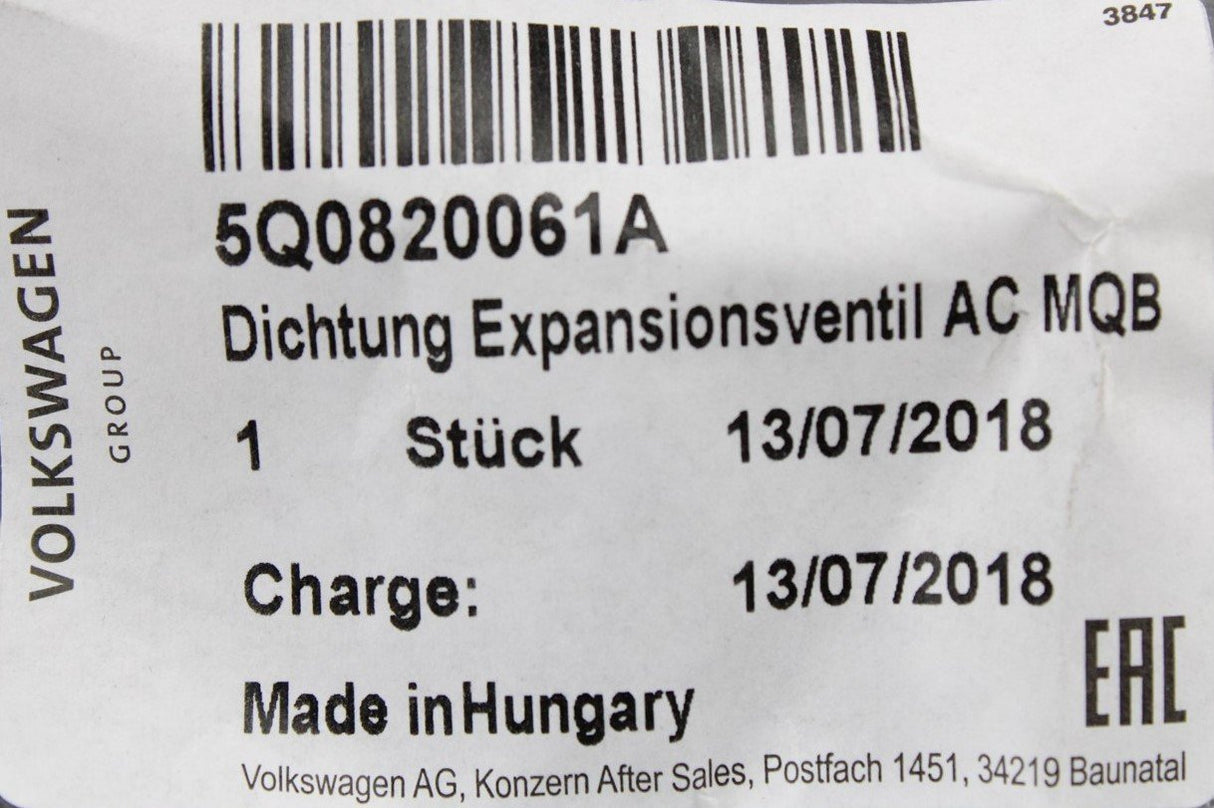 VW Audi Skoda SEAT Air conditioning expansion valve seal 5Q0820061A