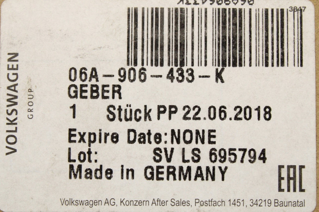 VW Audi Skoda SEAT 01-15 crankshaft impulse sensor (2.0 TDI) 06A906433K