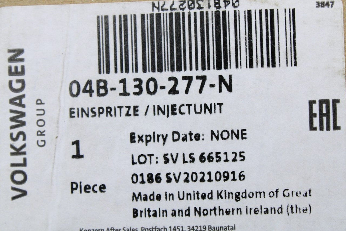 Audi A1 2015-18 Skoda Fabia Rapid fuel injector (1.4 TDI) 04B130277N