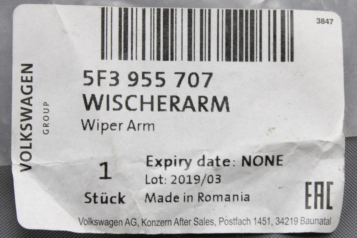 VW Tiguan T-Roc Skoda Fabia SEAT Leon aero wiper arm (rear) 5F3955707