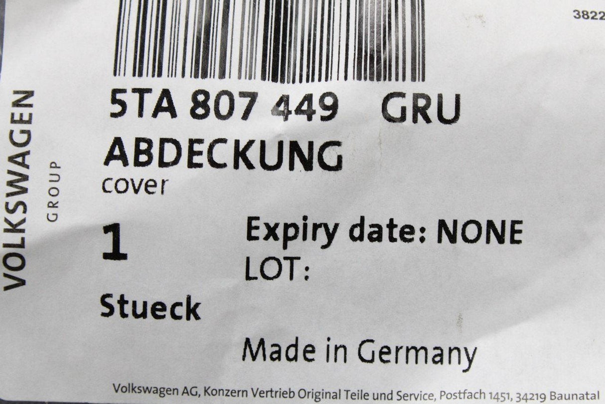 VW Touran 2016-on rear towing eye cover primed (upper) 5TA807449 GRU