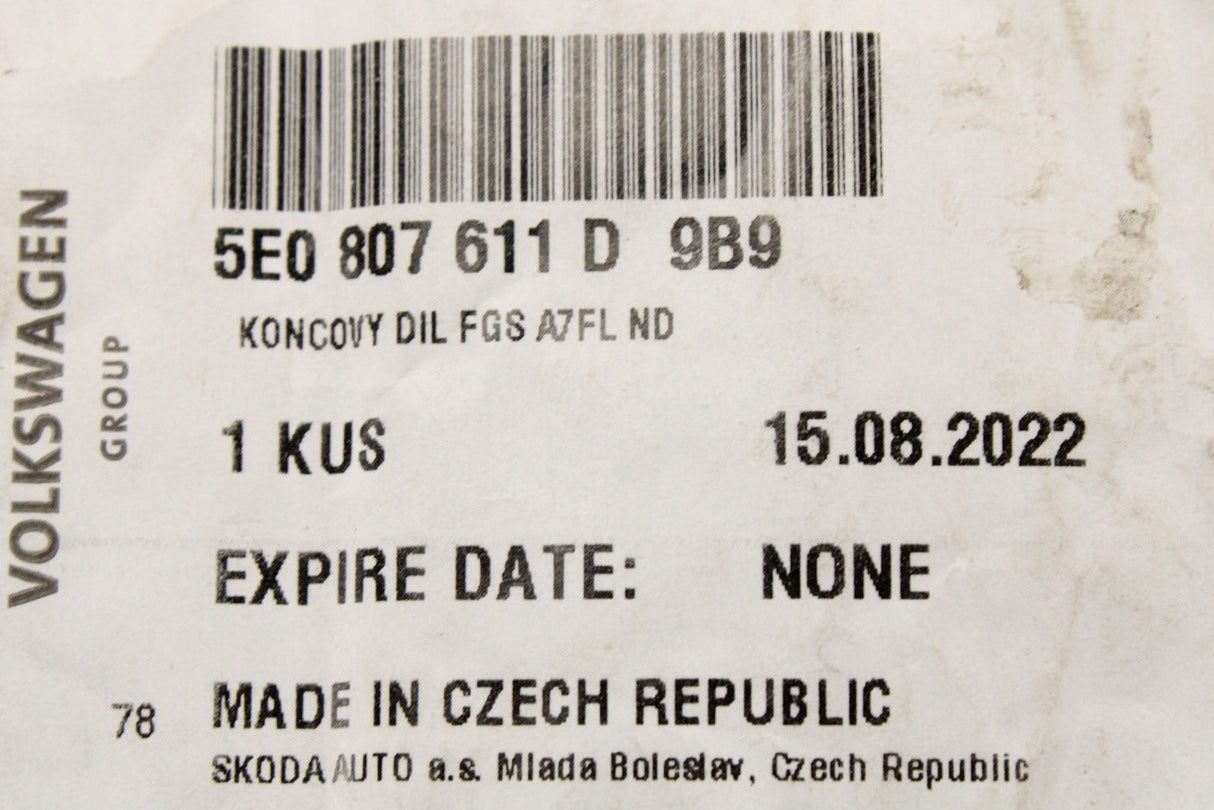 Skoda Octavia 2018-on bumper splitter spoiler (front) 5E0807611D 9B9