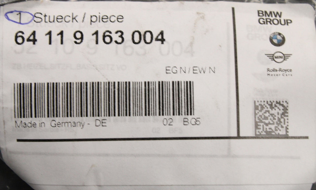 BMW E81 E82 E88 2007-2011 seat base heater element (front) 64119163004