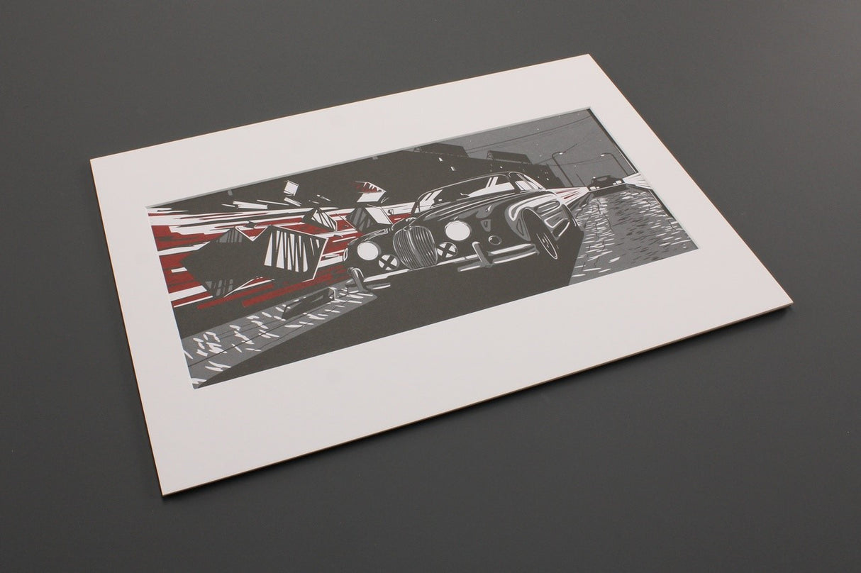 Jaguar mark II heritage art print (black and red) 50JGAP438MXA