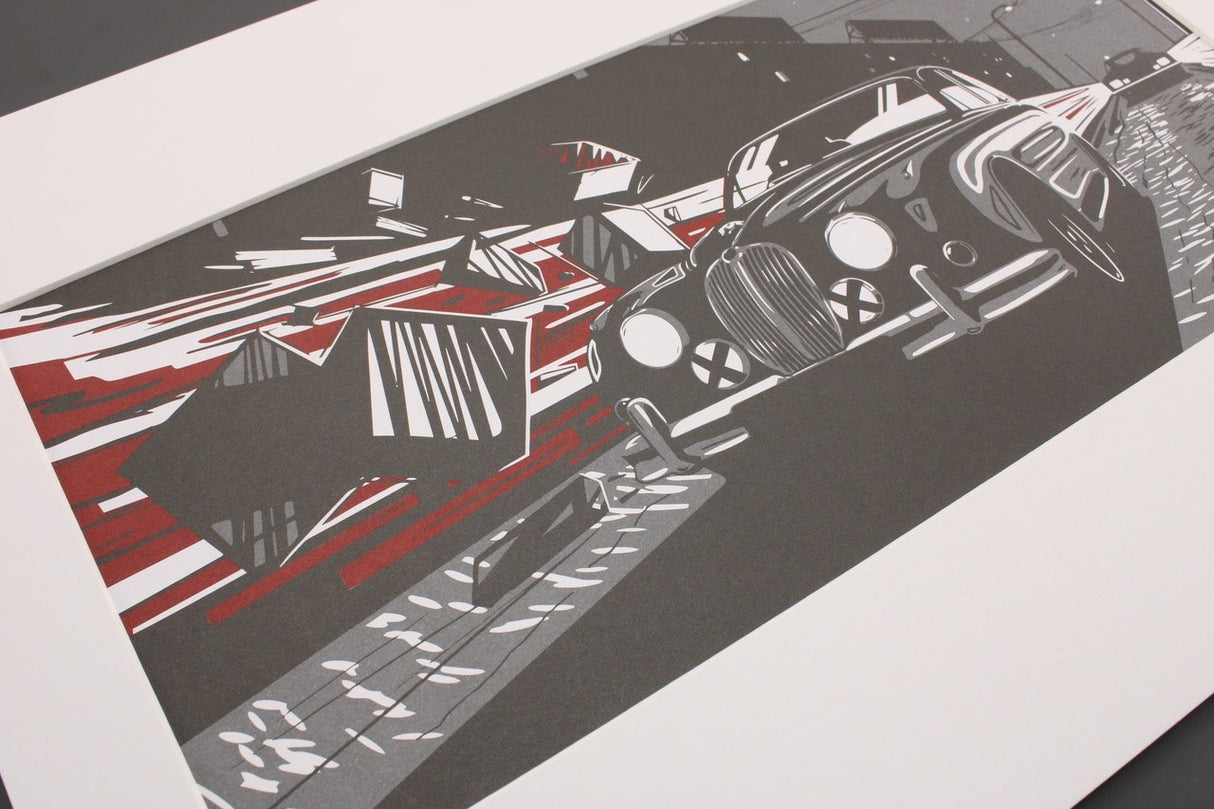 Jaguar mark II heritage art print (black and red) 50JGAP438MXA