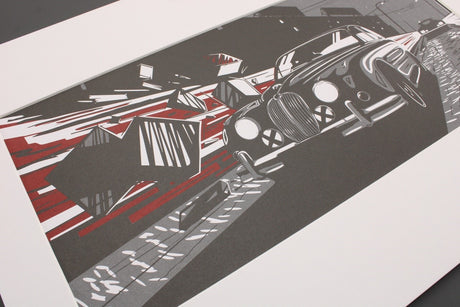 Jaguar mark II heritage art print (black and red) 50JGAP438MXA