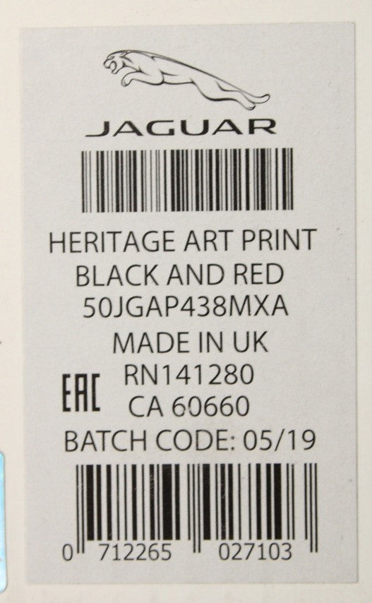 Jaguar mark II heritage art print (black and red) 50JGAP438MXA
