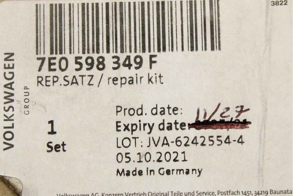 VW Transporter T5.1 T6 4-motion propshaft bearing repair kit 7E0598349F