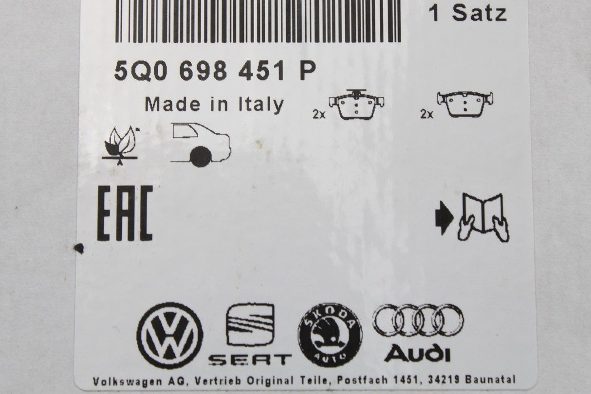 VW Golf Audi A3 Skoda SEAT Rear brake pads for 300mm discs 5Q0698451P