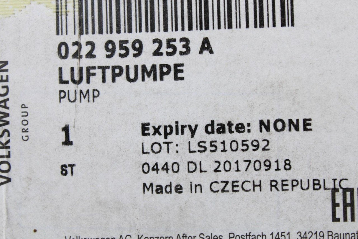 VW Golf R32 Audi A3 TT 3.2 V6 Polo 9N3 GTI secondary air pump 022959253A