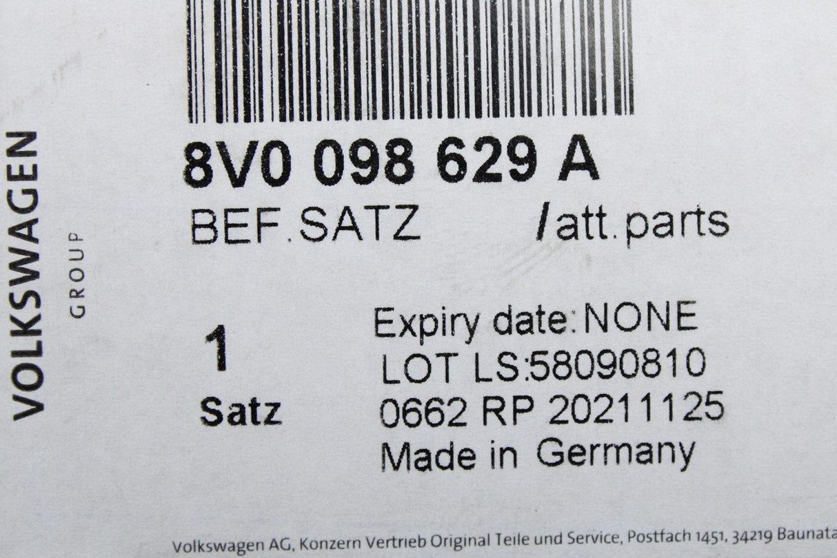 Audi A3 17-20 wheel housing liner attachment parts (front) 8V0098629A
