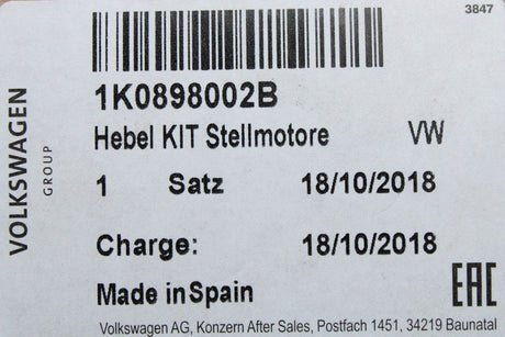 VW Audi Skoda SEAT heater control flap actuator repair kit 1K0898002B