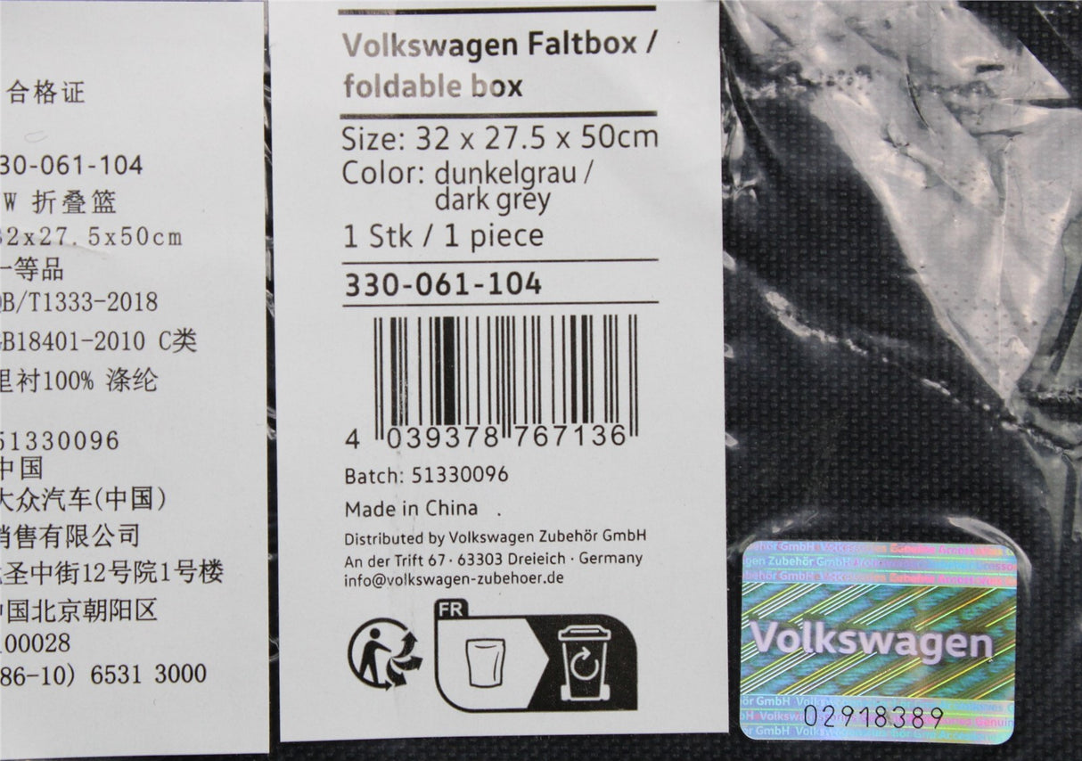 Volkwasgen accessory universal folding storage boot organiser 330061104