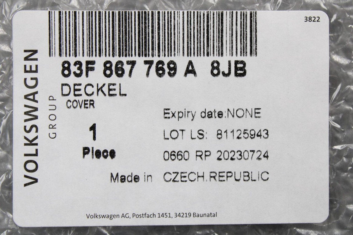 Audi Q3 RSQ3 Sportback 2019- parcel shelf (soul black) 83F867769A 8JB
