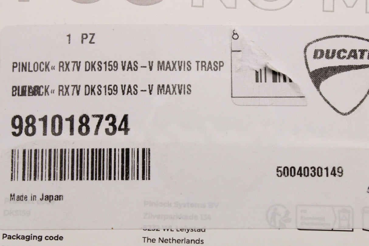 Ducati PINLOCK RX7V DKS159 Maxvis clear 981018734