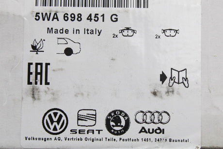 VW Golf MK8 Audi Skoda SEAT rear brake pads for 272x10mm disc 5WA698451G