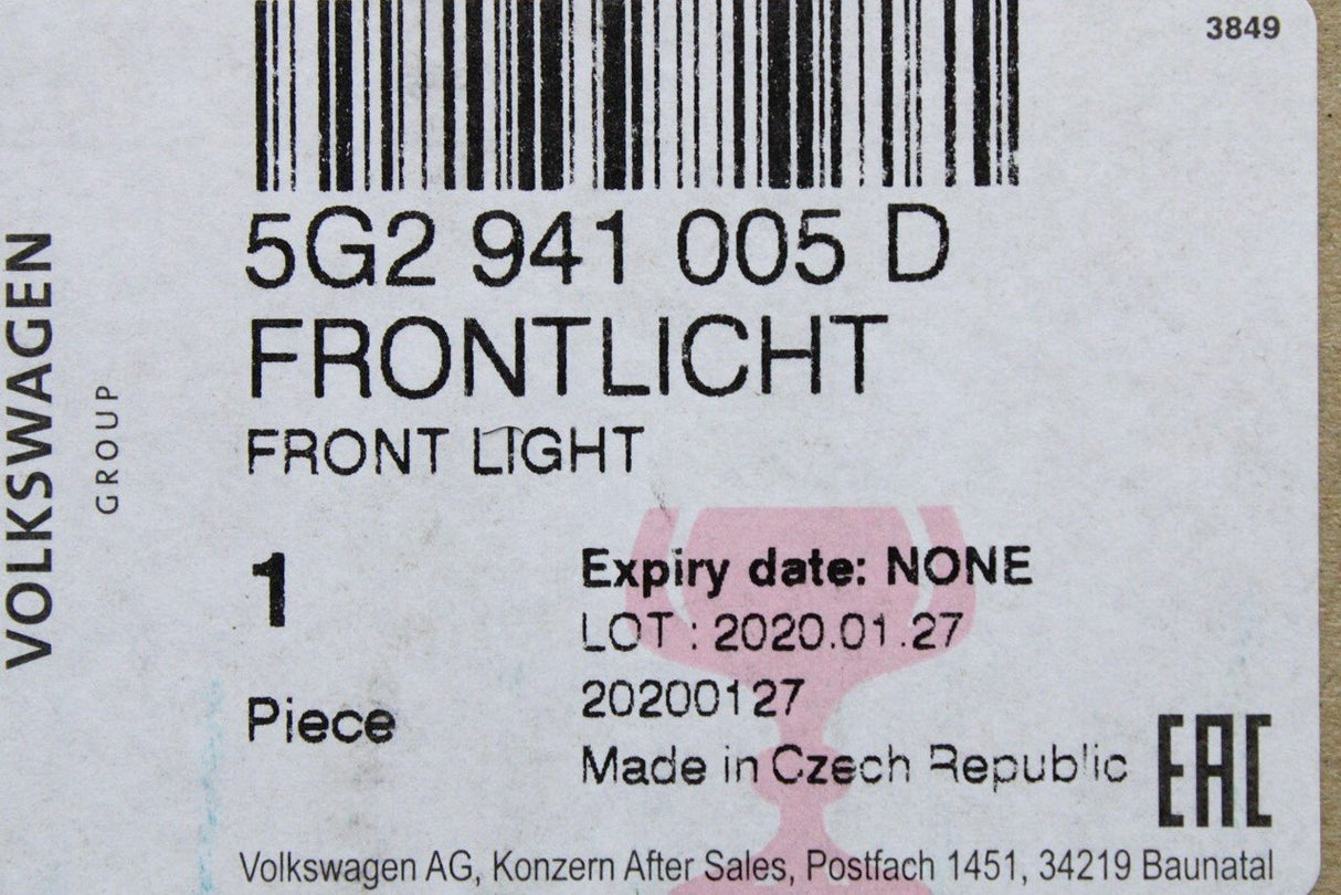 VW Golf MK7.5 17-20 complete halogen headlight RHD (left) 5G2941005D