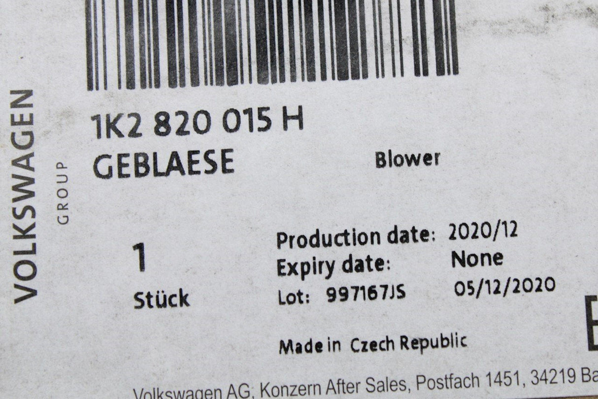 VW Audi Skoda SEAT heater blower motor fan (RHD) 1K2820015H