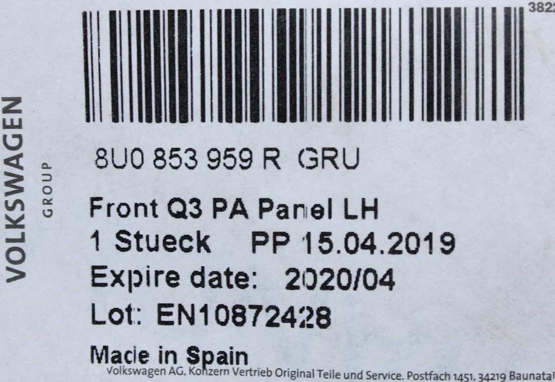 Audi Q3 2015-2018 Lower door trim Left Front (Primed) 8U0853959R GRU