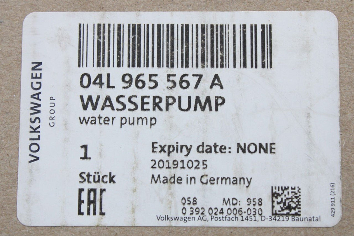 VW Audi Skoda SEAT Additional auxiliary coolant pump 2.0 TDI 04L965567A
