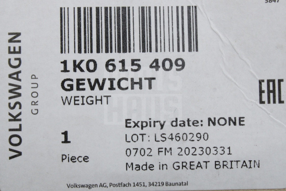 VW Golf MK5 Skoda SEAT front brake caliper balance weight (x1) 1K0615409