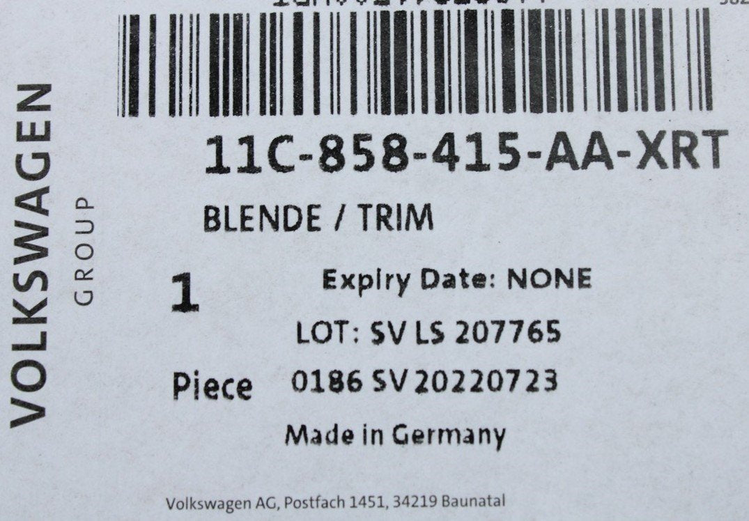 VW ID.4 ID.5 passenger dashboard air vent trim panel 11C858415AA XRT