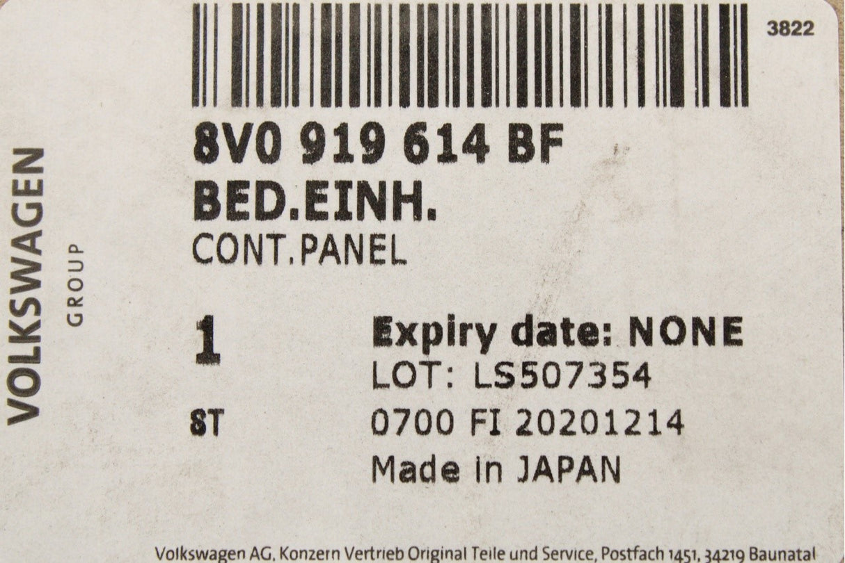 Audi A3 S3 RS3 17-21 MIB multimedia navigation control unit 8V0919614BF
