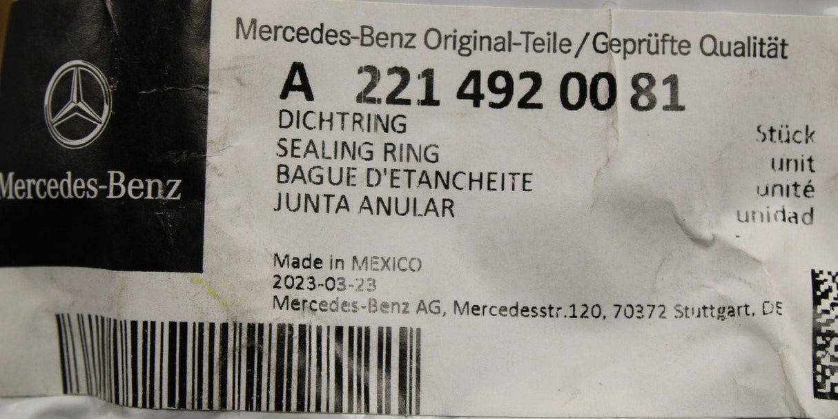 Mercedes-Benz exhaust pipe sealing ring A2214920081