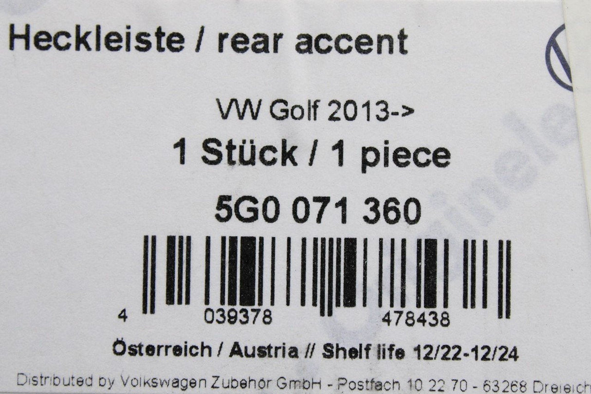 VW Golf MK7 7.5 2013-2020 protective boot trim 5G0071360