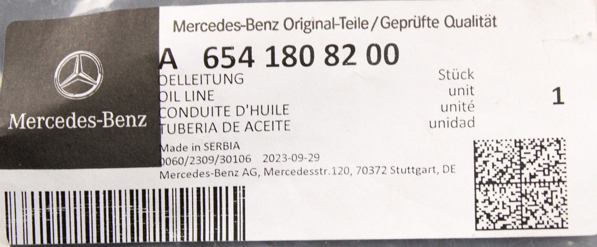 Mercedes-Benz turbocharger oil feed line pipe A6541808200