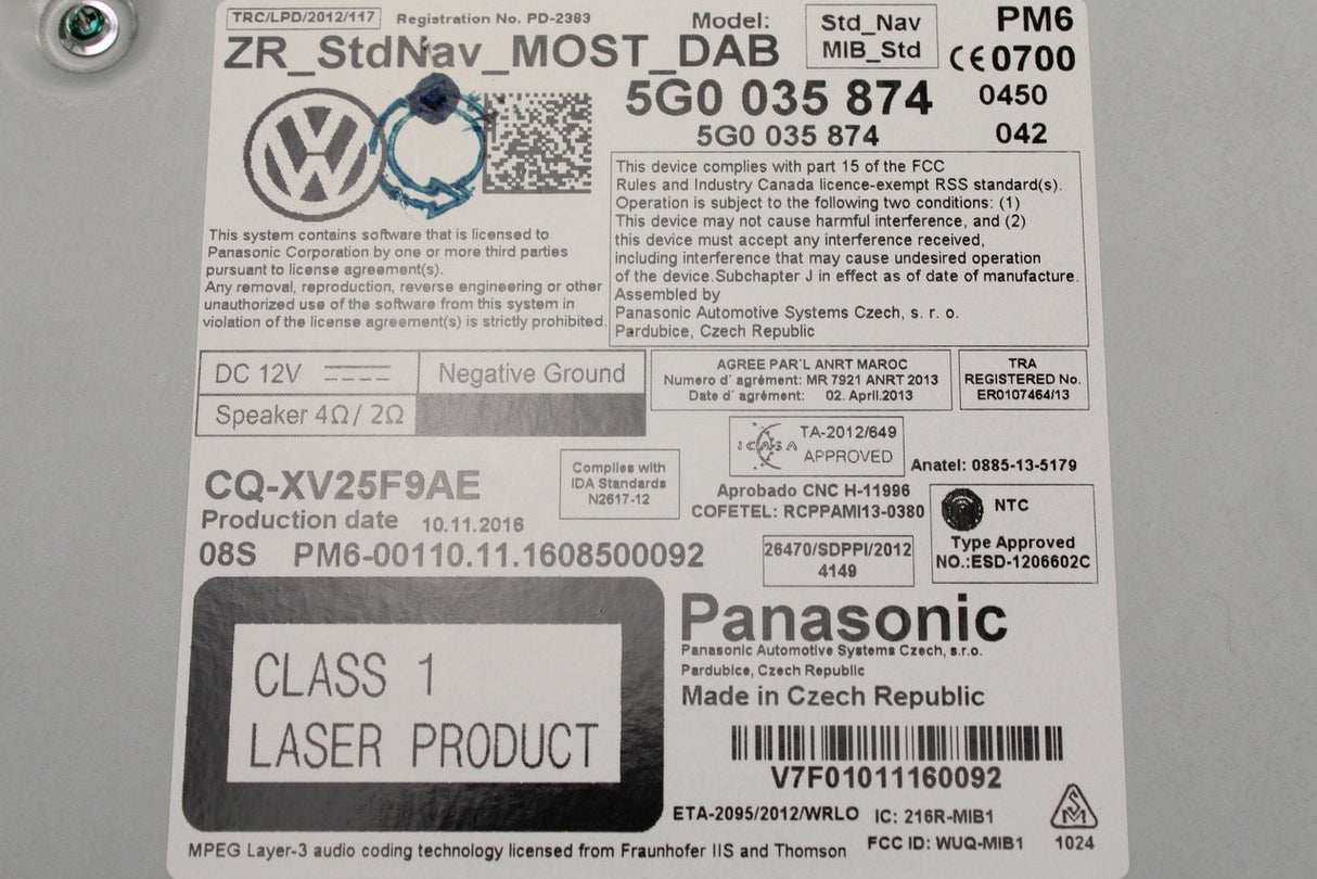 VW Golf MK7 2013-17 Discover Media control unit (Gen 1) 5G0035874X