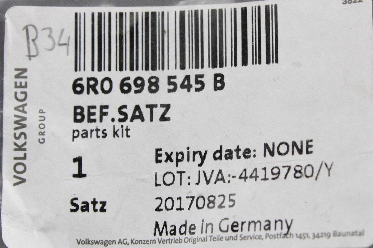 VW Lupo Polo Up! Fastening parts for rear brake shoes 6R0698545B