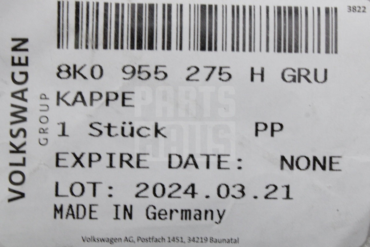 Audi A4 08-15 headlight washer jet cover & bracket (left) 8K0955275H GRU