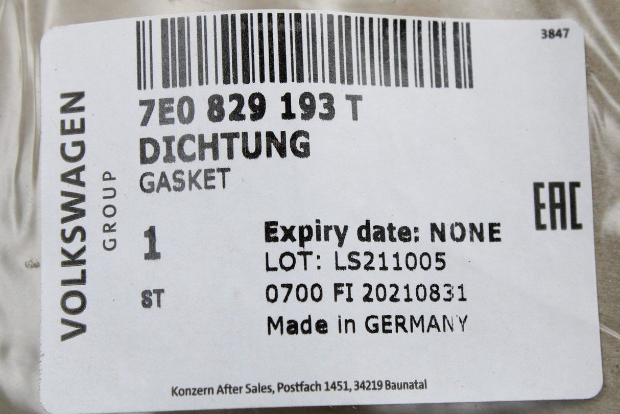 VW Transporter T6 T6.1 2016-on seal for wing doors (rear) 7E0829193T