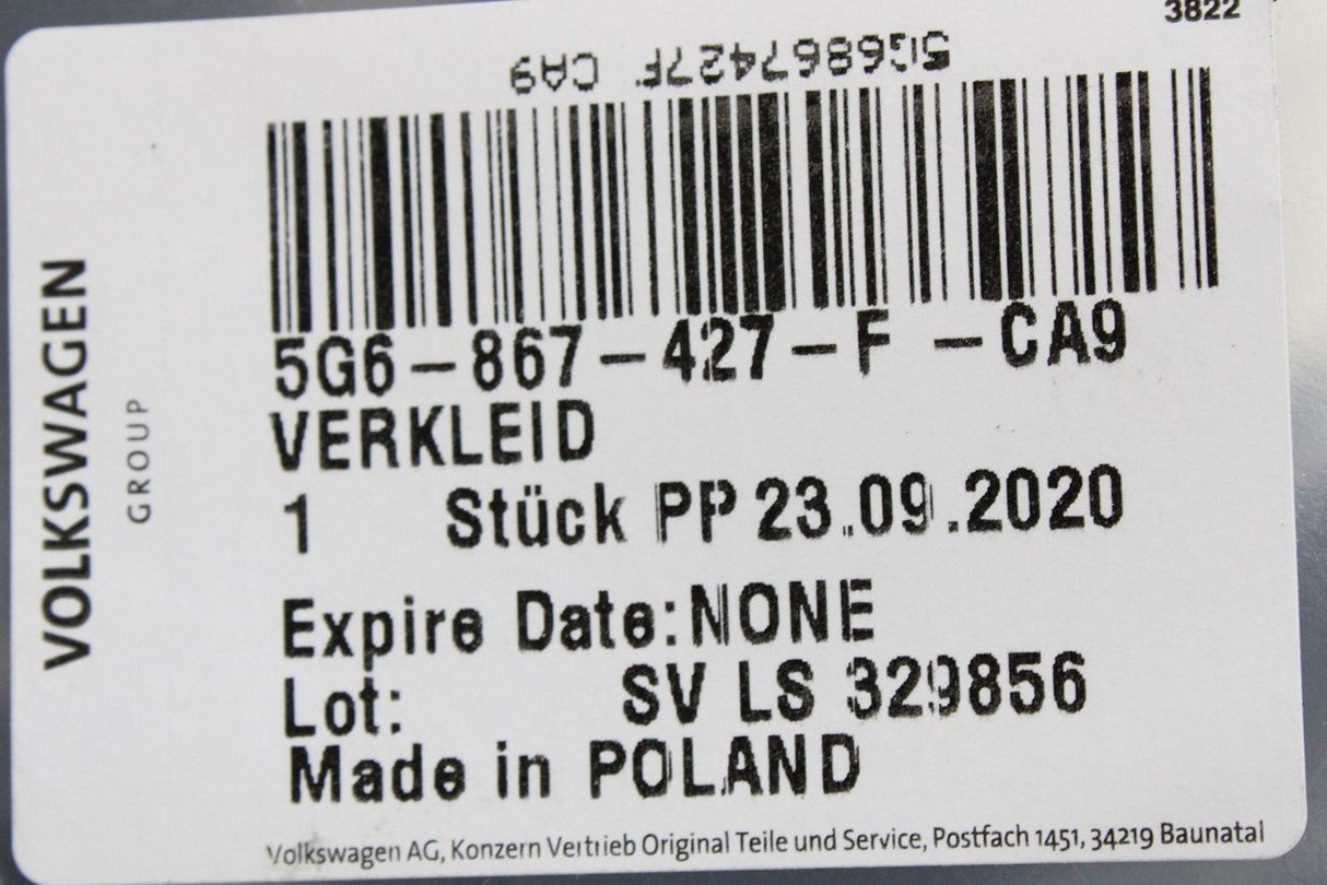 VW Golf MK7 MK7.5 13-20 luggage compartment trim (left) 5G6867427F CA9