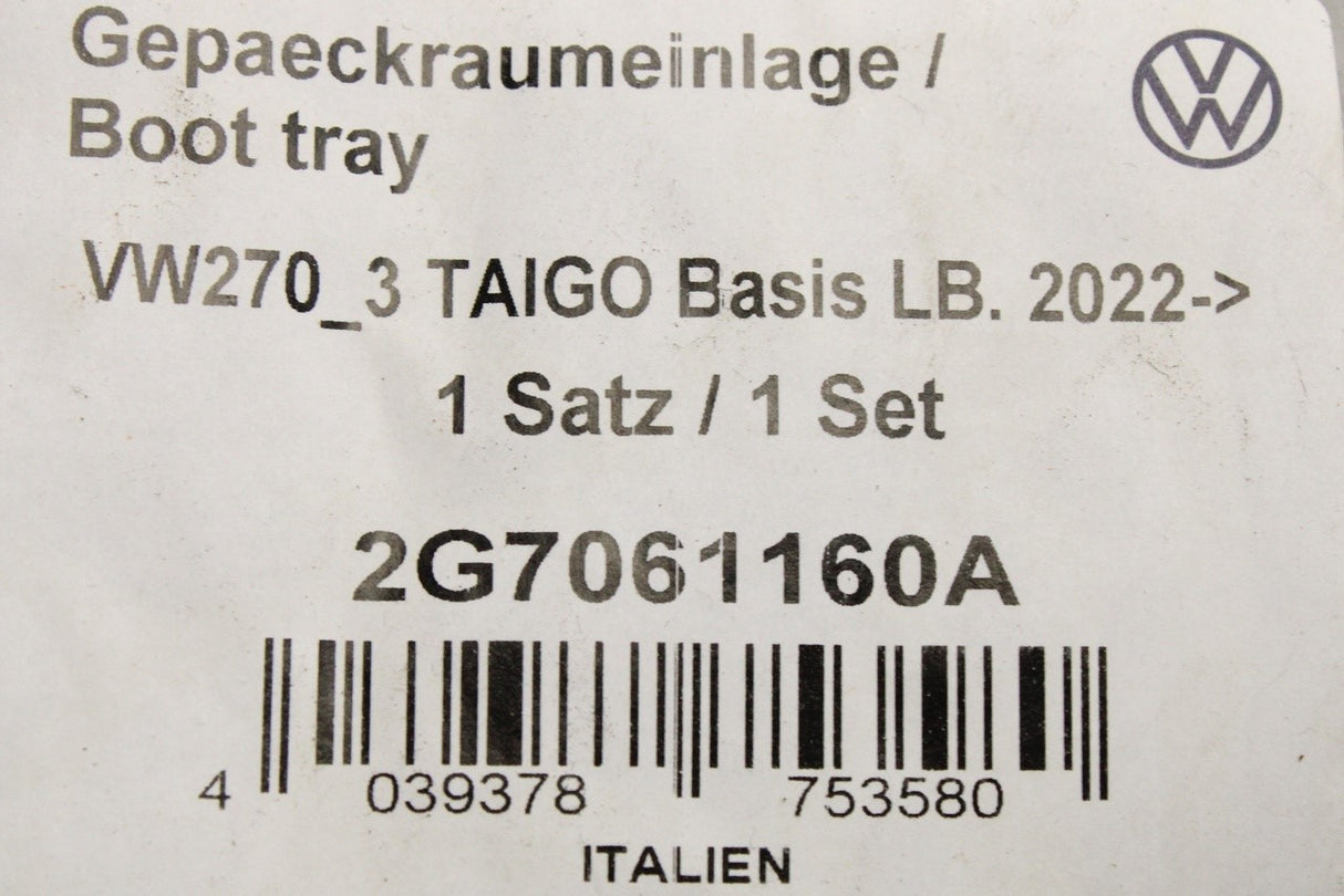VW Taigo 2022-on boot luggage compartment liner (foam) 2G7061160A