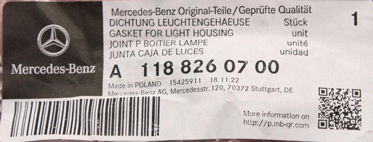 Mercedes-Benz CLA W118 rear tail light gasket seal (left) A1188260700