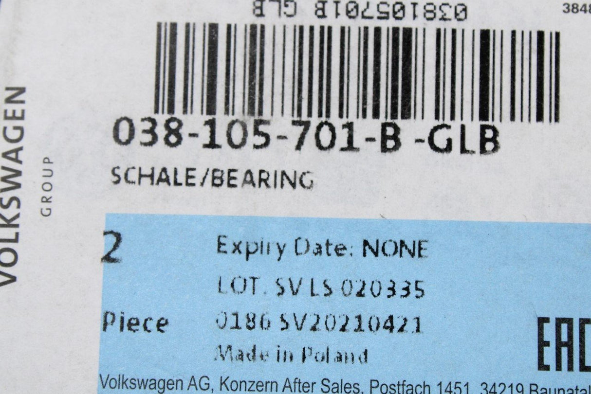 VW Audi Skoda SEAT 1.9 2.0 TDI connecting rod bearing x2 038105701B GLB