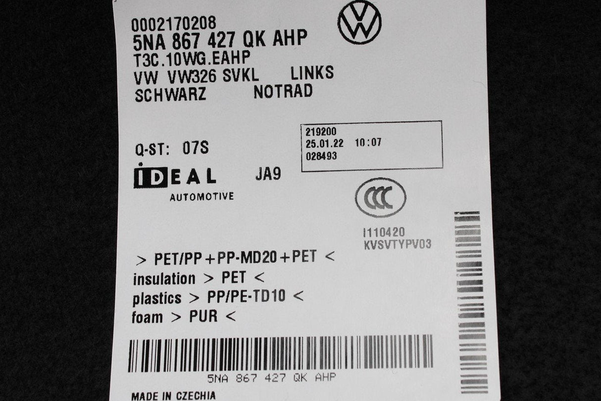 VW Tiguan 2016-on luggage compartment trim (left rear) 5NA867427QK AHP
